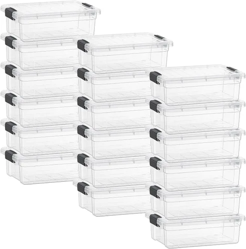 Miniatura 16 de Superio Cajas de almacenamiento transparentes con tapas, contenedores de plástico de 2.3 cuartos de galón para organizar, cajas apilables, sin BPA