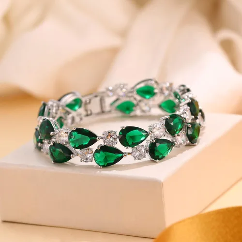 Miniatura 3 de Ever Faith pulsera vintage con circonitas cúbicas en forma de lágrimas, para mujer.