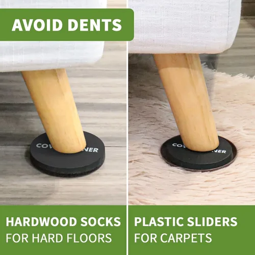 Miniatura 3 de Deslizadores de muebles para pisos de madera dura, deslizadores de muebles para pisos alfombrados, paquete combinado de 8 piezas de 3 1/2 pulgadas