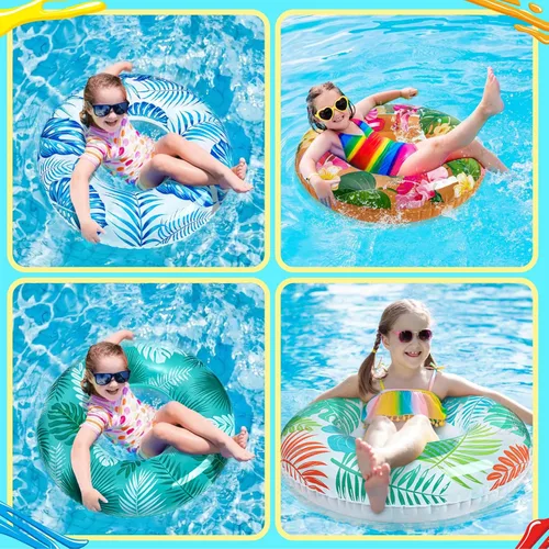 Miniatura 4 de 90shine 7 piezas de flotadores de piscina Luau: anillos de natación hawaianos con bolas de playa de 13.5" - tubos inflables flotadores juguetes