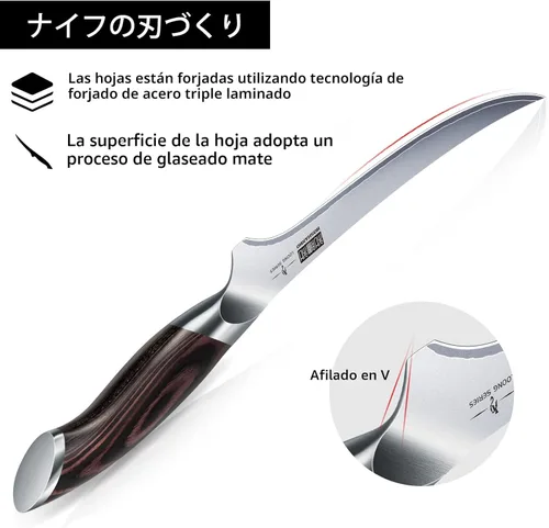 Miniatura 2 de HOSHANHO - Cuchillo de filetear de 9 pulgadas, cuchillo para deshuesar súper afilado en acero inoxidable de alto carbono, cuchillos de pescado