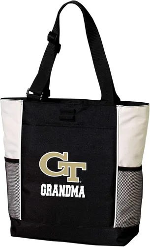 Miniatura 8 de Broad Bay Official Georgia Tech Tote Bag Zippered Travel Carryall Yellow Jackets Logo, 600D Polyester Canvas, Adjustable Web Handles, Front