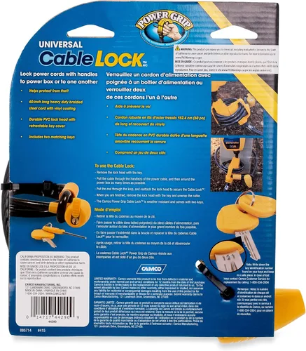 Miniatura 9 de Camco 44290 Cable de agarre de alimentación con cerradura de seguridad, color negro