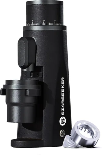 STARSEEKER EDGE - Molinillo de café eléctrico de aluminio automático para prensa francesa, café por goteo y expreso, ajuste de finura extraíble,