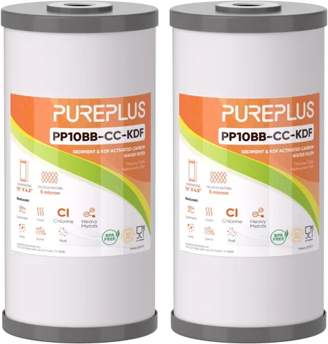 Miniatura 11 de PUREPLUS Cartucho de repuesto para filtro de agua de carbono y sedimentos FXHTC para toda la casa, de 5 micrones, de 10 x 4.5 pulgadas