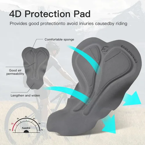 Miniatura 5 de Santic Pantalones cortos de ciclismo para hombre, acolchado 4D, transpirable, para ciclismo de carretera, ciclismo, ciclismo, ciclismo, gel de viaje