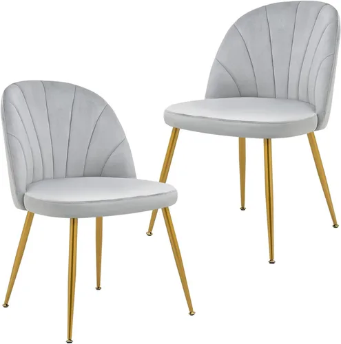 Miniatura 6 de Juego de 2 sillas de comedor de terciopelo, sillas de comedor modernas tapizadas de mediados de siglo, sillas decorativas sin brazos con patas