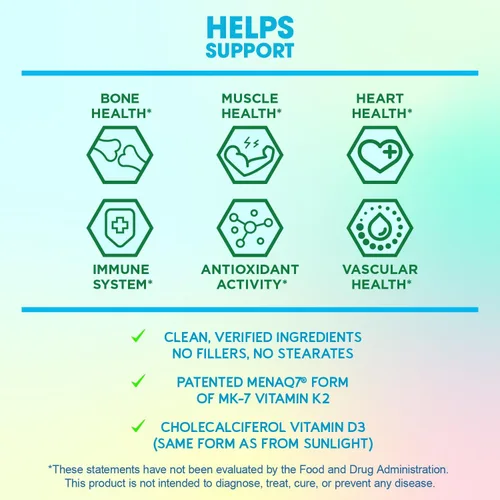 Miniatura 6 de BioEmblem Cápsulas de vitamina D3 K2 (5000IU y 200 mcg) – MK7 y MK4 patentadas para apoyo complejo 3 en 1 – Suplemento vegetariano de vitamina D K2