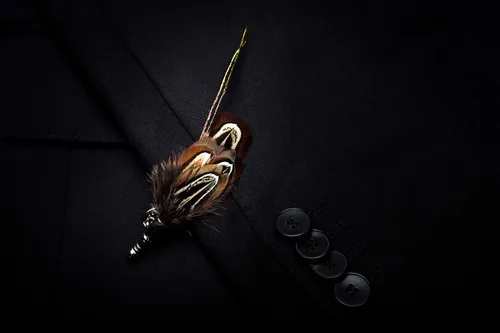Miniatura 5 de RBOCOTT Pajarita y broche hechos a mano con plumas preatadas para hombre