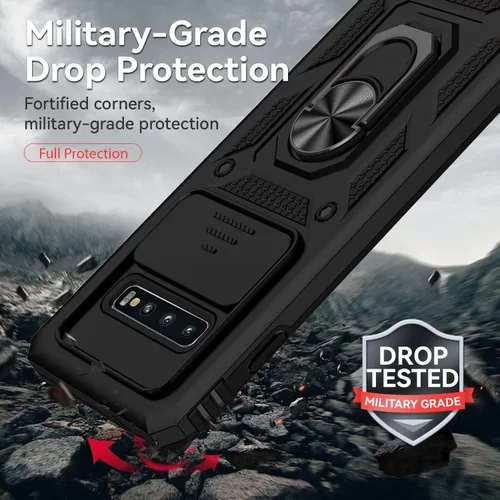 Miniatura 5 de Funda para Samsung Galaxy S10 con cubierta para lente de cámara, protector de pantalla HD, doble capa de grado militar, probada contra caídas