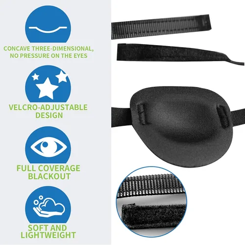 Miniatura 2 de 2 piezas de parches oculares 3D para adultos y niños, parche ocular médico ajustable para ojo derecho o izquierdo, cubierta para un ojo para 1
