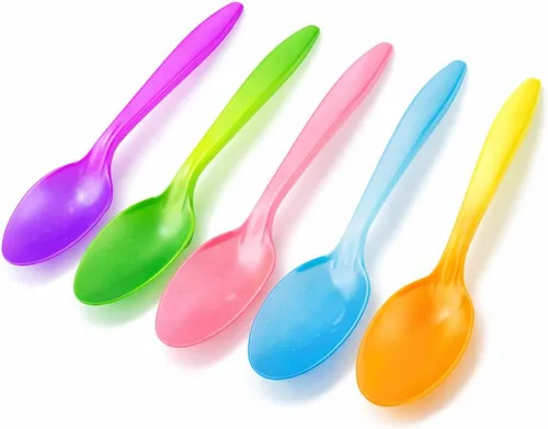 Miniatura 3 de Worlds Paquete de 50 cucharas desechables de plástico para postre, cucharas rojas de 5.9 pulgadas para helado, yogur congelado, cereales y uso
