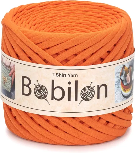 Miniatura 11 de Hilo de camiseta – 0.197-0.276 in – Cinta de punto para ganchillo, tejido, macramé, manualidades – 328.1 ft / 110 yardas – Hilo de algodón Apricot