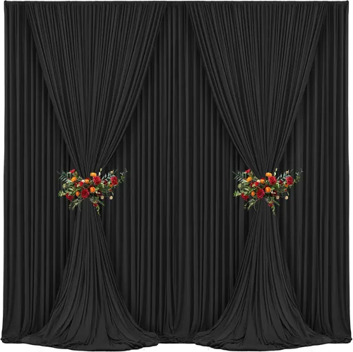 Miniatura 9 de Cortinas de fondo negras de 10 x 12 pies para fiestas, fiestas de cumpleaños, sin arrugas, cortinas de telón de fondo de tela para decoración