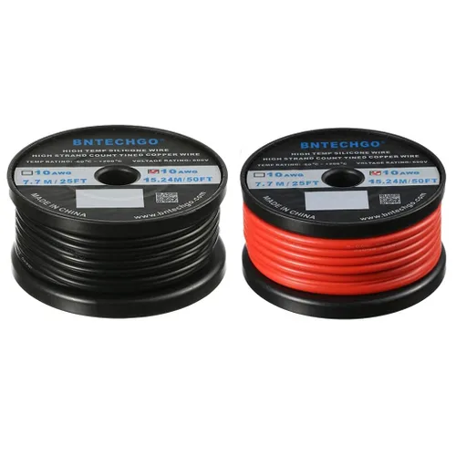 Miniatura 9 de BNTECHGO Carrete de alambre de silicona calibre 10 de 25 pies, alambre de cobre estañado trenzado de 10 AWG, color azul flexible