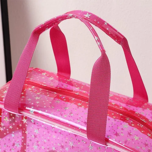 Miniatura 8 de SxoSyo Bolsas de maquillaje transparentes grandes para mujer, bolsa transparente para cosméticos, con asa, organizador de baño, Verde (Green Star)