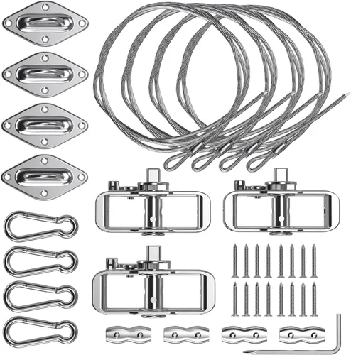 E&K Kit de accesorios para toldo con cable de tensión, almohadilla de cabrestante para ojos y ganchos para instalación de velas rectangulares