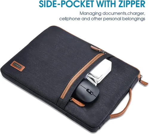 Miniatura 4 de LONMEN Funda para laptop de 14 pulgadas, protección de 360 grados y resistente al agua con asa retráctil, bolsa para laptop de 14 pulgadas Negro
