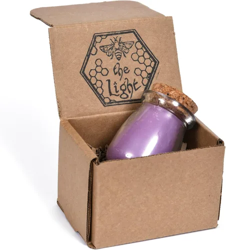 BeeTheLight - Vela en tarro de cera de abeja con tapa de corcho, vela de aromaterapia de lavanda, 20 horas de tiempo de combustión, vela de cera de