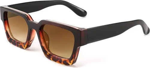 Miniatura 91 de FEISEDY Gafas de sol cuadradas retro de los años 90 para mujeres y hombres, gafas de sol rectangulares gruesas de moda con protección UV400 B2385