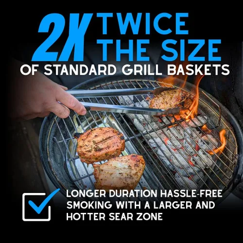 Miniatura 4 de SnS Grills Slow 'N Sear - Cesta de carbón para hervidores Weber de 18 pulgadas, cesta de carbón de acero inoxidable resistente, sistema de cocción