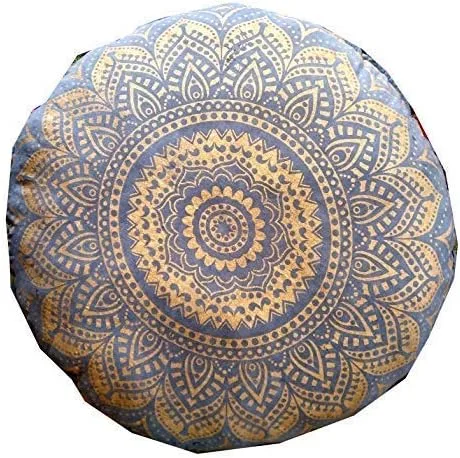 Cojín redondo grande dorado para el suelo, funda otomana, almohada para meditación, cojín de suelo para adultos, puf otomano, fundas de tiro