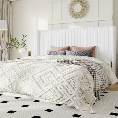 Miniatura 7 de Allewie Base de cama de almacenamiento elevable de tamaño matrimonial, sistema de soporte hidráulico, marco de cama de plataforma tapizada