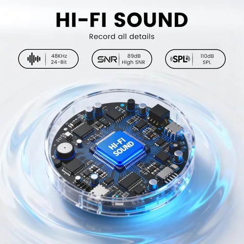 Miniatura 5 de Micrófonos Lavalier inalámbricos para iPhone/Android/iPad, mini micrófonos con reducción de ruido, 2.4 GHz, clip magnético, micrófonos de solapa