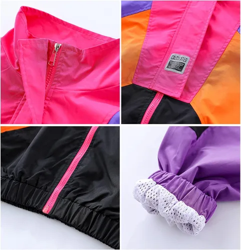 Miniatura 6 de LOLANTA Conjunto de pantalones deportivos para niñas con bloques de color y pantalones deportivos deportivos de hip hop y baile ropa de calle unisex