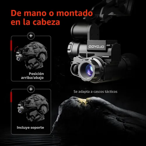 Miniatura 2 de GOYOJO Gafas de visión nocturna monocular montadas en casco, NVG HD 1080P con zoom 3X e infrarrojo ajustable, IP66 impermeable para caza, NVG 1080P