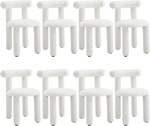 Miniatura 13 de DUOMAY Juego de 4 Sillas de Comedor Modernas Negras de Bouclé, Sillas de Cocina Tapizadas Sherpa Sin Brazos con Respaldo de Barril, Sillas