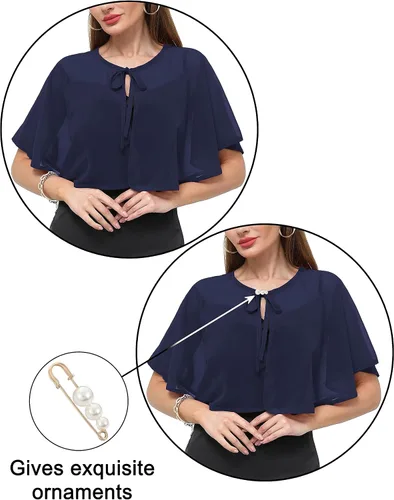 Miniatura 5 de Chal de gasa para mujer, capelets transparentes para vestido de noche, boda, cubierta de capa