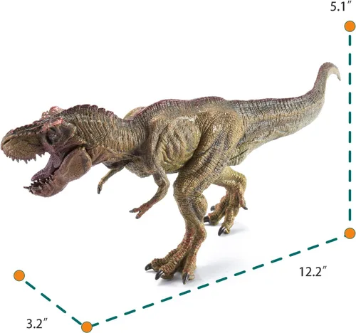 Miniatura 4 de Juego de 2 piezas de dinosaurios, tiranosaurio Rex grande de 15.7 pulgadas y T-rex realista de 12.2 pulgadas, figura de acción de dinosaurio