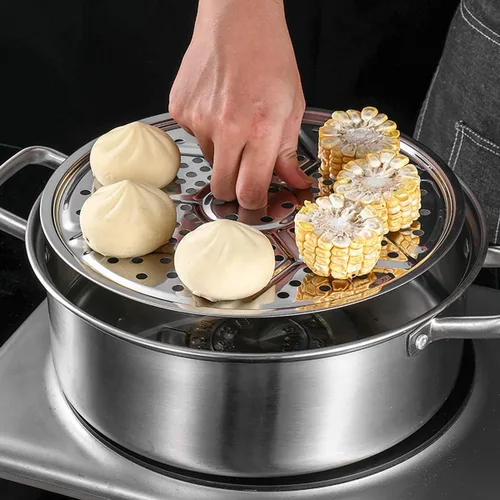 Miniatura 8 de Estante de vapor redondo de acero inoxidable de 11 pulgadas, estantes de olla a presión, bandeja de vapor para olla de cocina, tostada, pan