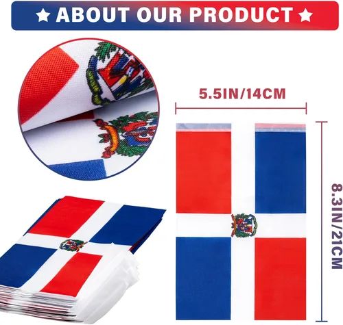 Miniatura 3 de Bandera de cuerda de la República Dominicana, pequeña mini bandera de la República Dominicana, bandera de escarapela, decoración nacional del país
