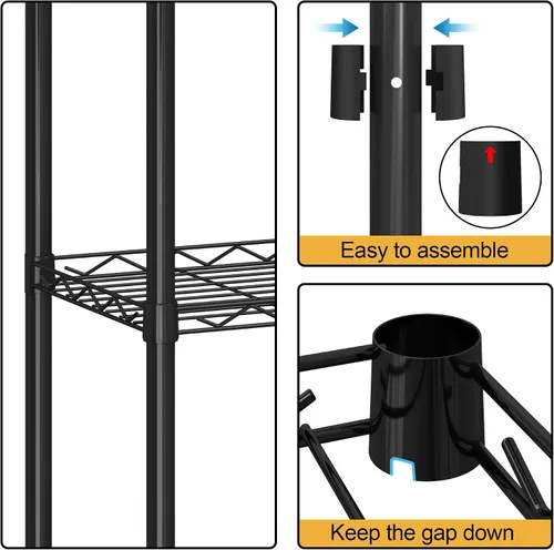 Miniatura 4 de HOMEFORT Estantería de alambre de 5 niveles, 5 estantes, estante de almacenamiento de metal, organizador duradero, perfecto para despensa, armario