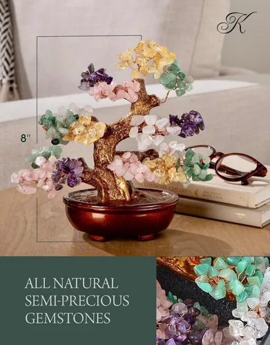 Miniatura 3 de KALIFANO Amatista natural (360 piedras preciosas) Árbol de cristal de chakras – Bonsái Feng Shui árbol de dinero para energía positiva, suerte