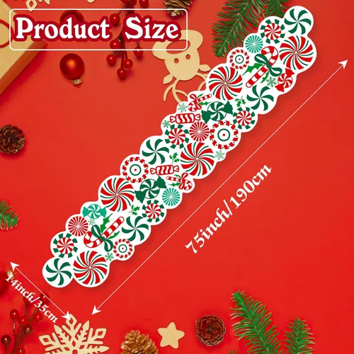 Miniatura 2 de FOIMAS Camino de Mesa de Dulces de Navidad, 71 x 13 pulgadas Camino de Mesa de Dulces Piruleta de Menta, Manteles de Mesa para Ornamento de Mesa