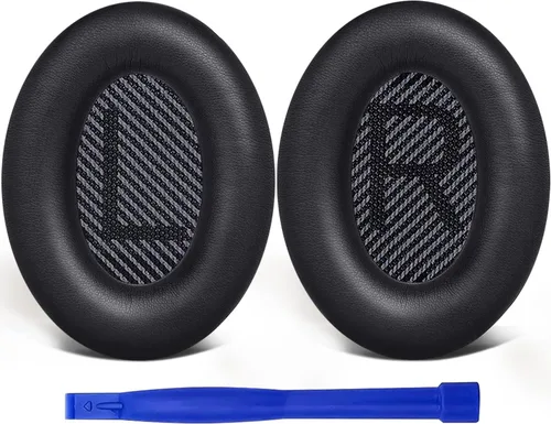 SoloWIT Almohadillas de repuesto para auriculares Bose QuietComfort 35 (QC35) y Quiet Comfort 35 II (QC35 ii), almohadillas con cuero más suave,