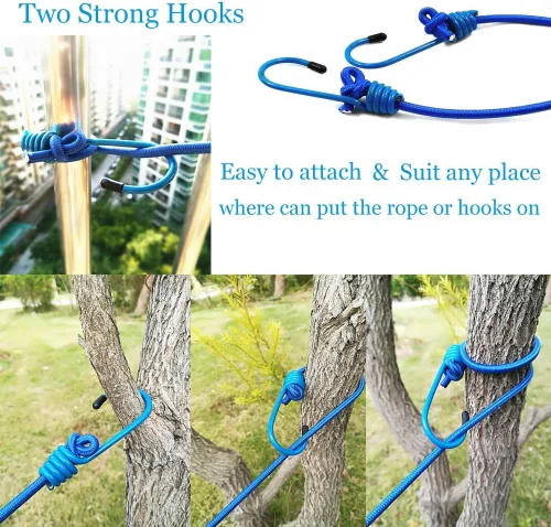 Miniatura 6 de Tendedero elástico ajustable con clips y bolas de posicionamiento, portátil, retráctil, resistente al viento, cuerda para colgar la ropa sucia, Azul