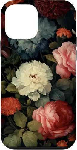 Miniatura 16 de Vintage Dark Flower Pattern Moody Floral Case for iPhone 16
