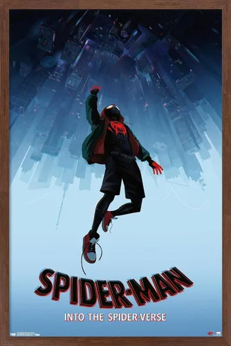 Miniatura 11 de Trends International Spider-Man de Marvel póster Into The Spider-Verse-Falling de 22.37 x 34 pulgadas, versión enmarcada en madera reutilizada