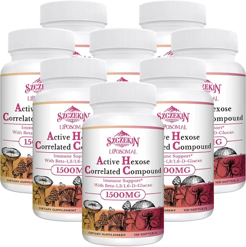 Miniatura 10 de Suplemento correlacionado de hexosa activa liposomal de 1500 mg, 120 geles blandos beta-glucanos con extracto de hongos naturales, sistema