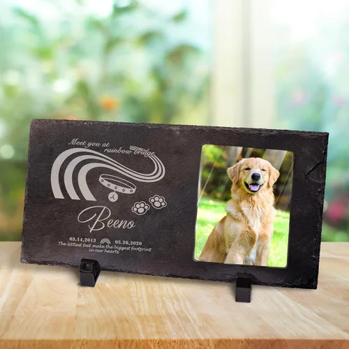 Miniatura 21 de Farfume Piedras conmemorativas personalizadas para mascotas con foto y texto Marcadores personalizados para tumbas para mascotas Lápidas