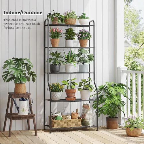 Miniatura 3 de Kitsanery Soporte para plantas de interior y exterior para múltiples plantas, estante de metal resistente de 5 niveles, escalera grande para jardín