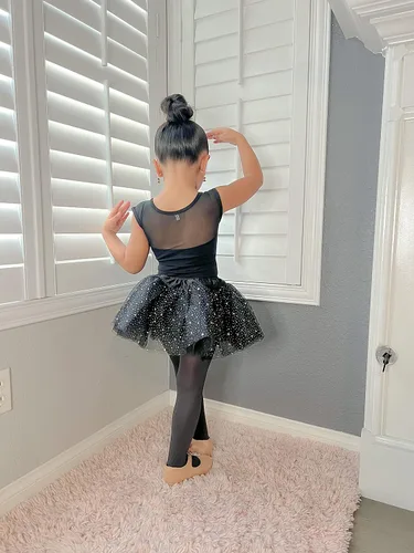 Miniatura 4 de Stelle Leotardo de manga corta con lazo en la espalda para niñas, para baile, gimnasia y ballet (bebéniño pequeñoniño grande)
