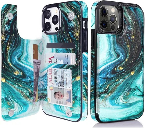 Miniatura 20 de uCOLOR Funda compatible con iPhone 13 Pro Max de 6.7 pulgadas con ranura para tarjetero, función atril, doble cierre magnético y diseño de bloqueo