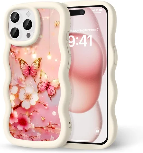 Miniatura 268 de Compatible con iPhone SE/8/7 Funda para Mujeres y Niñas, Marco Ondulado Rizado con Patrón Lindo, Estética Delgada Suave Silicona TPU Parachoques