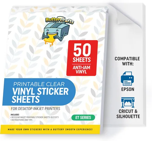Miniatura 16 de Papel adhesivo de vinilo transparente imprimible, impermeable, 25 hojas de 8.5 x 11 pulgadas, impresora de inyección de tinta (no Epson), papel Claro