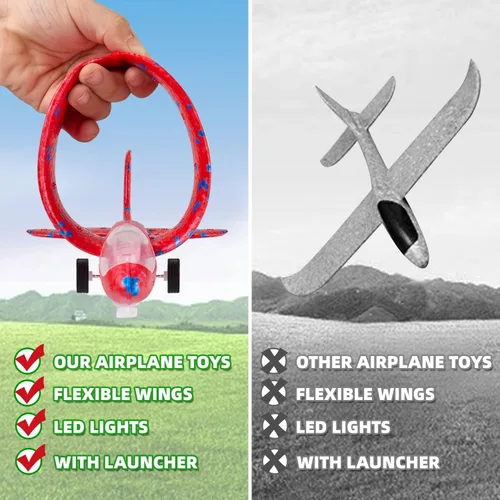Miniatura 6 de Neoot Avión de juguete, paquete de 3 juguetes de lanzador de aviones, 2 modos de vuelo, avión planeador, juguetes al aire libre para niños de 3, 4